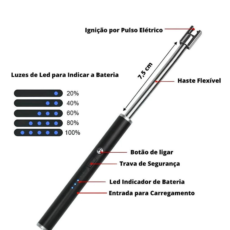 Acendedor Fogão Elétrico  Recarregável